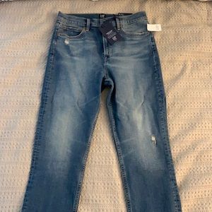 GAP straight leg high rise distressed jeans